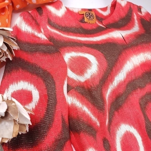 Tory Burch Linen Boho Smock Top Boat Neck Tunic Sz 4 - Picture 7 of 16